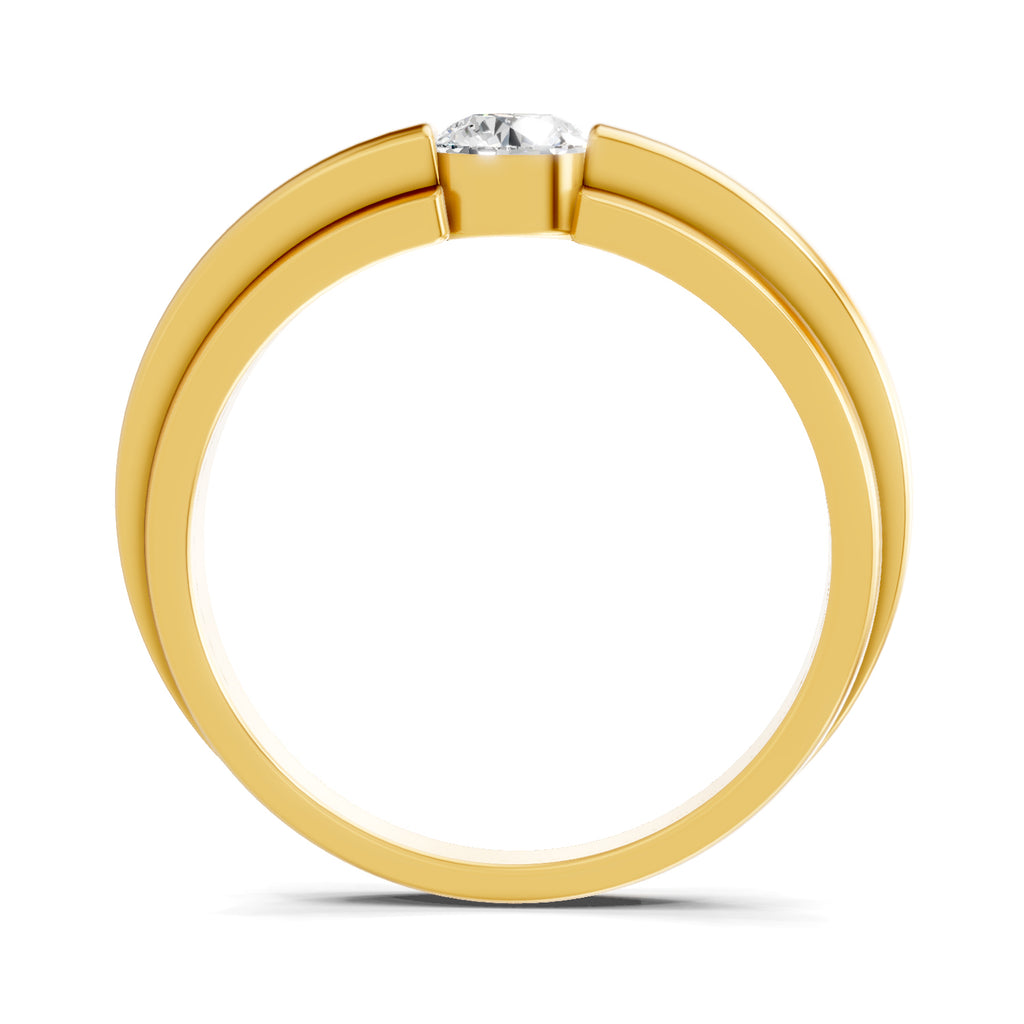 Lab Grown Diamond Ring 0.4 Carat IGI Certified Round Shape 925 Sterling Silver Gold Plated Solitaire Ring