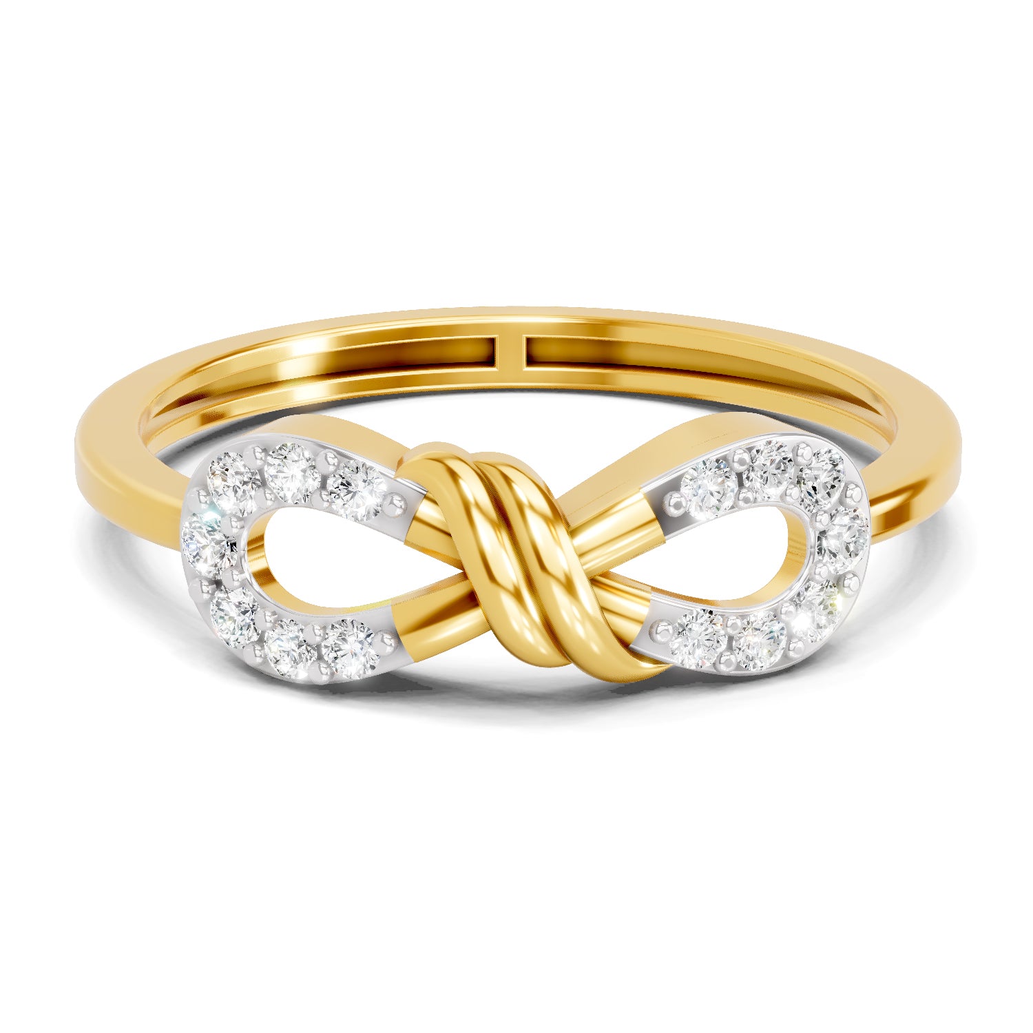 Lab Grown Diamond Ring 0.16 Carat IGI Certified Round Shape F-G VS Quality | 925 Sterling Silver Gold Plated Infinity Ring
