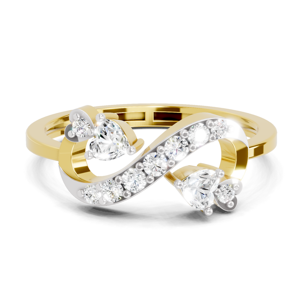 Lab Grown Diamond 0.16CT 925 Sterling Silver Gold Plated Heart Shape Ring