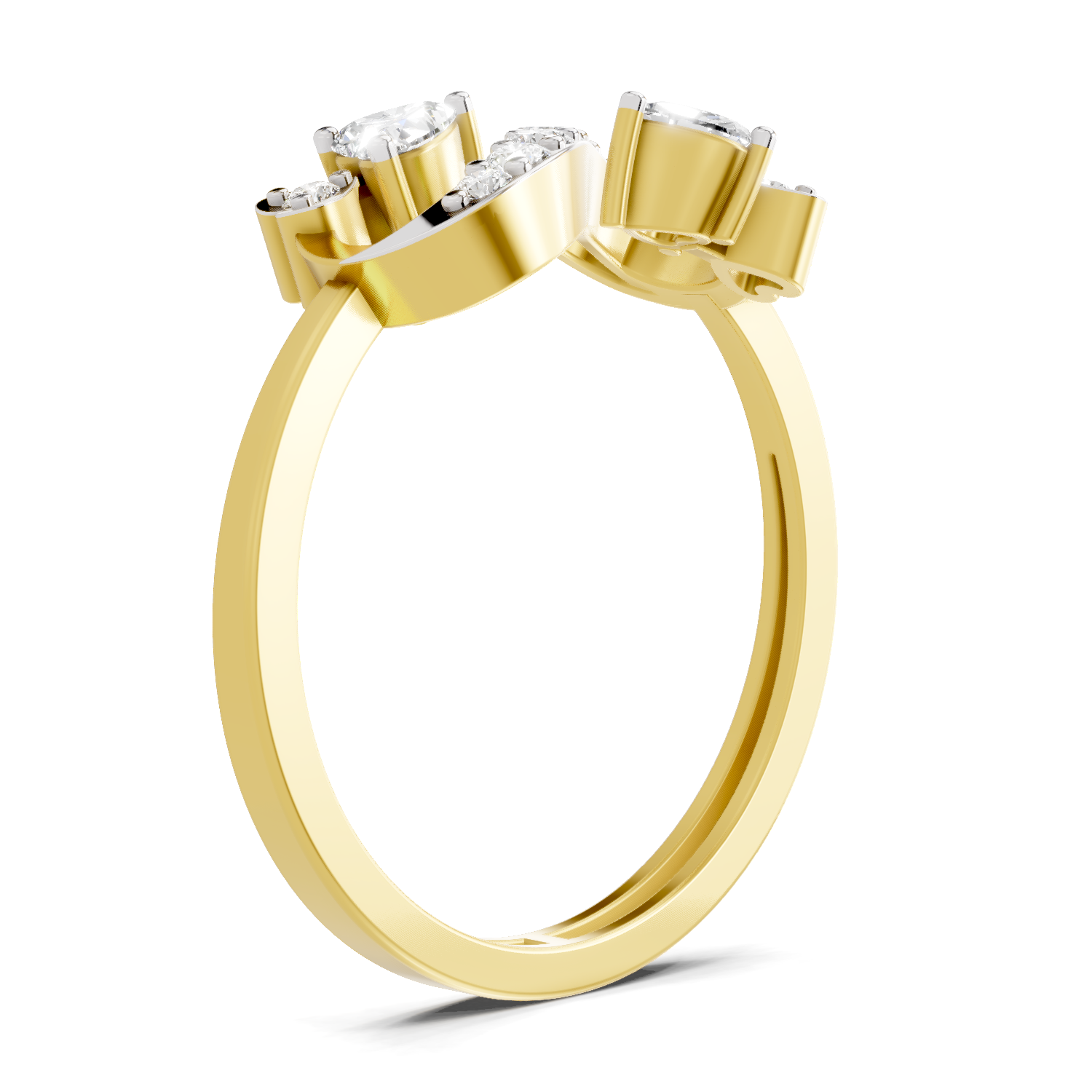 Lab Grown Diamond 0.16CT 925 Sterling Silver Gold Plated Heart Shape Ring