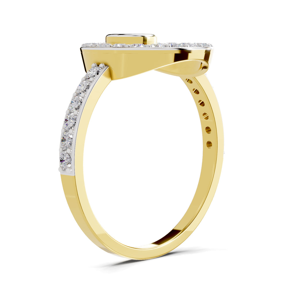 Lab Grown Diamond Ring 0.58 Carat IGI Certified Round Shape 925 Sterling Silver Gold Plated Halo Ring (Ring Size - 10)