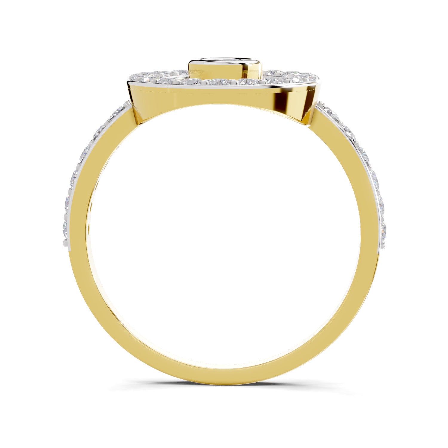 Lab Grown Diamond Ring 0.58 Carat IGI Certified Round Shape 925 Sterling Silver Gold Plated Halo Ring (Ring Size - 10)