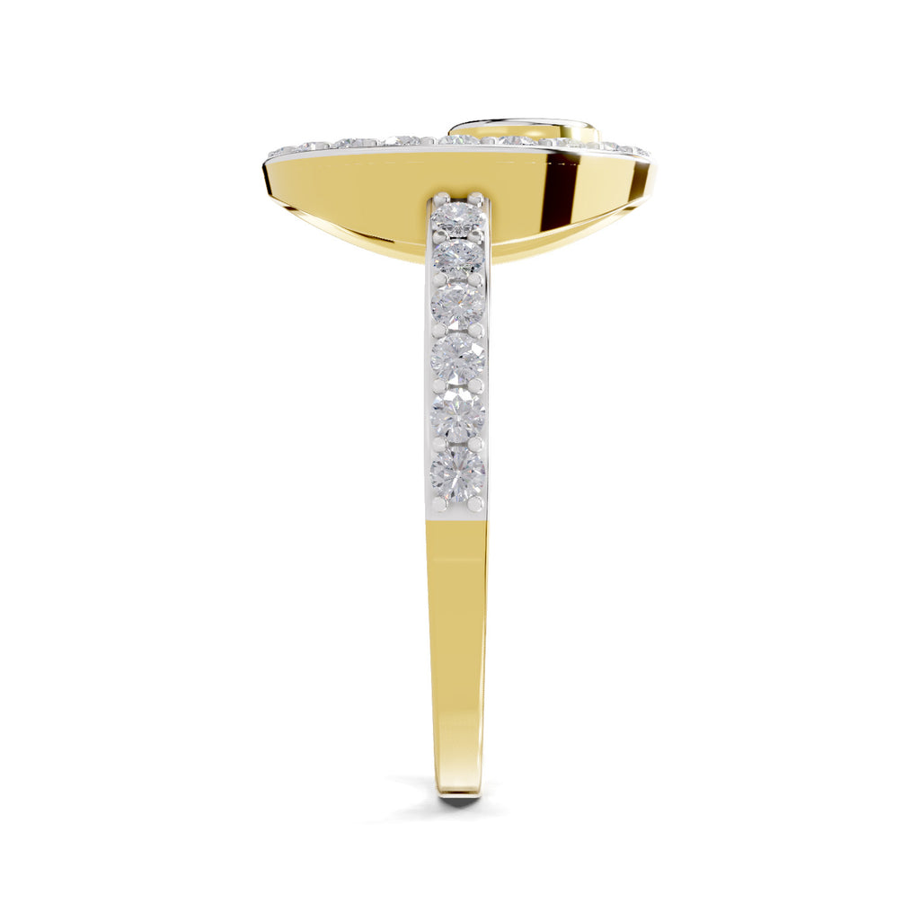 Lab Grown Diamond Ring 0.58 Carat IGI Certified Round Shape 925 Sterling Silver Gold Plated Halo Ring (Ring Size - 10)