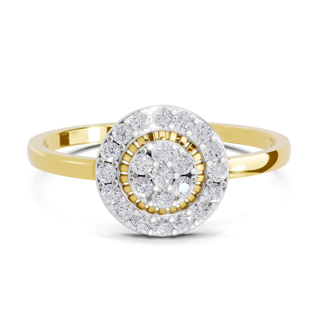 Lab Grown Diamond Ring 0.23 Carat IGI Certified Round Shape 925 Sterling Silver Gold Plated Halo Ring (Ring Size - 10)