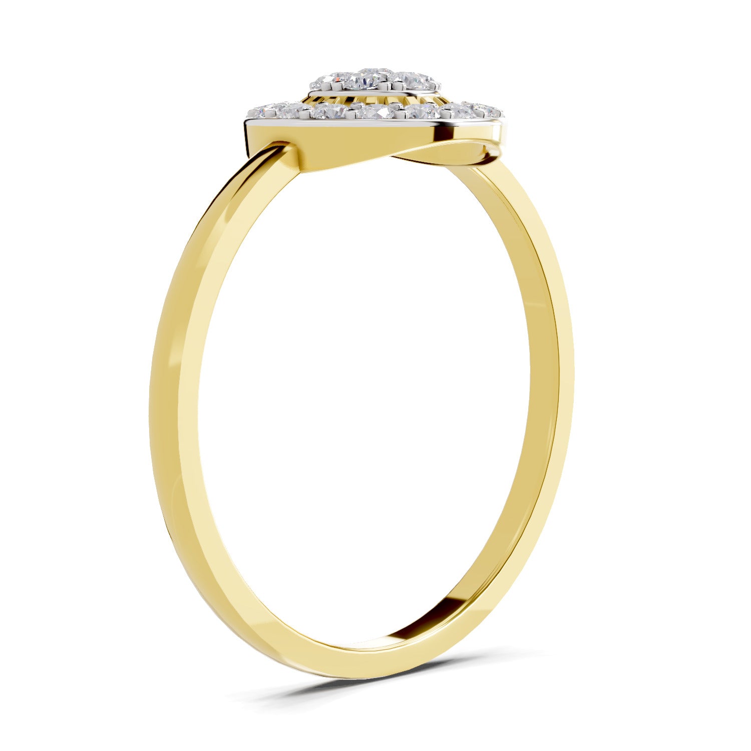 Lab Grown Diamond Ring 0.23 Carat IGI Certified Round Shape 925 Sterling Silver Gold Plated Halo Ring (Ring Size - 10)