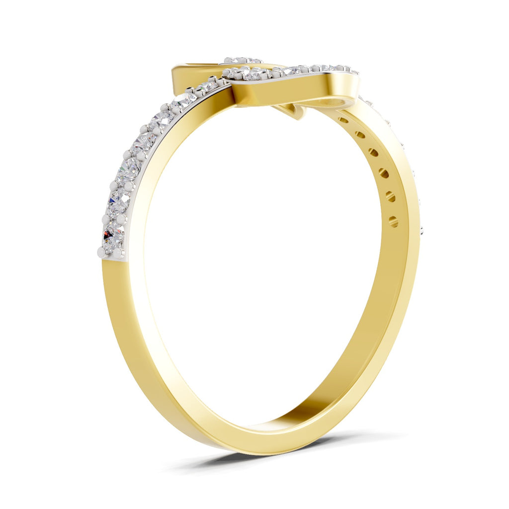 Lab Grown Diamond Ring 0.32 Carat IGI Certified Round Shape F-G VS Quality | 925 Sterling Silver Gold Plated Floral Ring