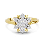 Lab Grown Diamond Ring 0.25 Carat IGI Certified Round Shape F-G VS Quality | 925 Sterling Silver Gold Plated Floral Ring