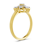 Lab Grown Diamond Ring 0.25 Carat IGI Certified Round Shape F-G VS Quality | 925 Sterling Silver Gold Plated Floral Ring