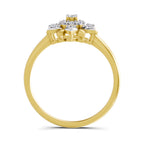 Lab Grown Diamond Ring 0.25 Carat IGI Certified Round Shape F-G VS Quality | 925 Sterling Silver Gold Plated Floral Ring
