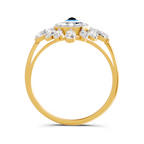 Lab Grown Diamond Ring 0.36 Carat IGI Certified Round Shape 925 Sterling Silver Gold Plated Evil Eye Cluster Ring