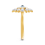 Lab Grown Diamond Ring 0.36 Carat IGI Certified Round Shape 925 Sterling Silver Gold Plated Evil Eye Cluster Ring