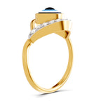 Lab Grown Diamond Ring 0.13 Carat IGI Certified Round Shape 925 Sterling Silver Gold Plated Evil Eye Ring