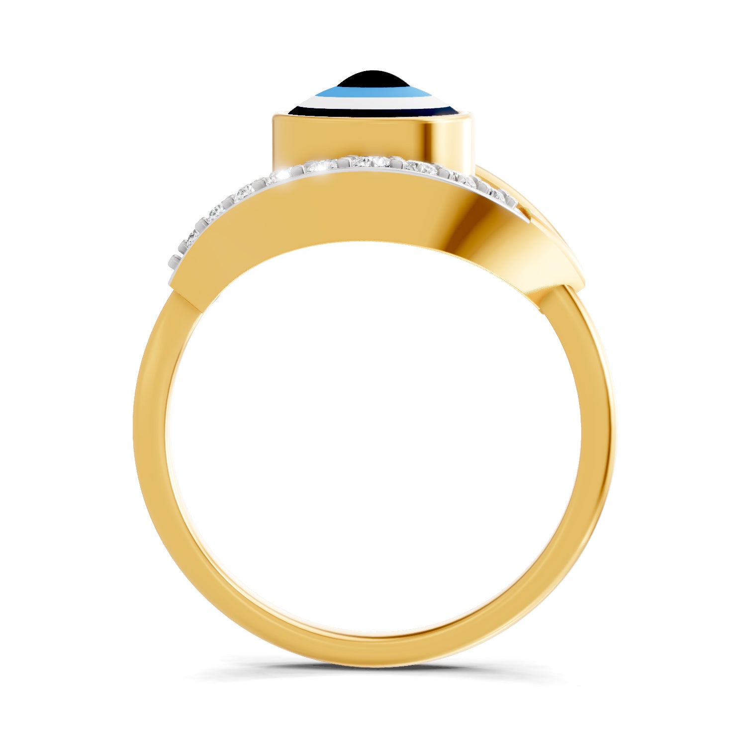 Lab Grown Diamond Ring 0.13 Carat IGI Certified Round Shape 925 Sterling Silver Gold Plated Evil Eye Ring