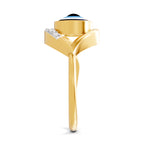 Lab Grown Diamond Ring 0.13 Carat IGI Certified Round Shape 925 Sterling Silver Gold Plated Evil Eye Ring