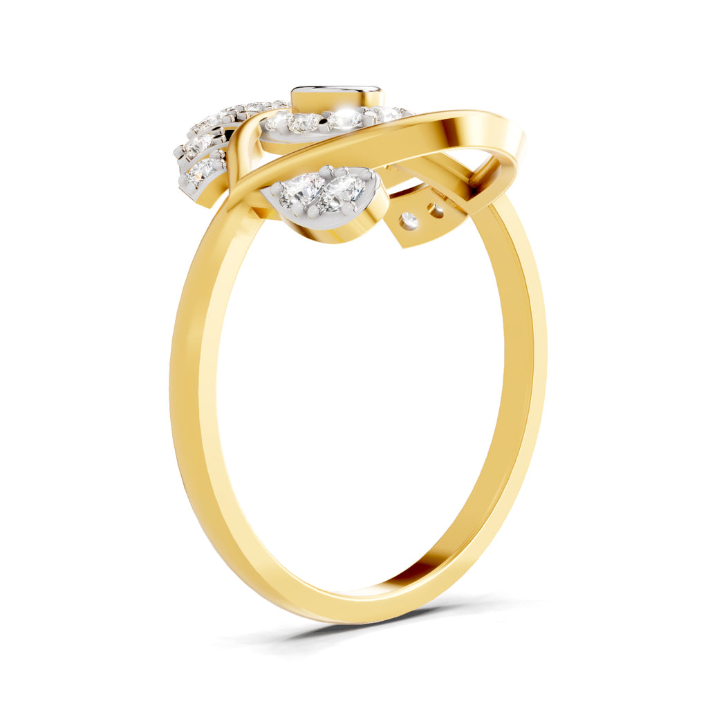 Lab Grown Diamond Ring 0.4 Carat IGI Certified Round Shape 925 Sterling Silver Gold Plated Evil Eye Ring