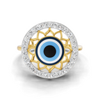 Lab Grown Diamond Ring 0.28 Carat IGI Certified Round Shape 925 Sterling Silver Gold Plated Evil Eye Ring