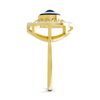 Lab Grown Diamond Ring 0.28 Carat IGI Certified Round Shape 925 Sterling Silver Gold Plated Evil Eye Ring