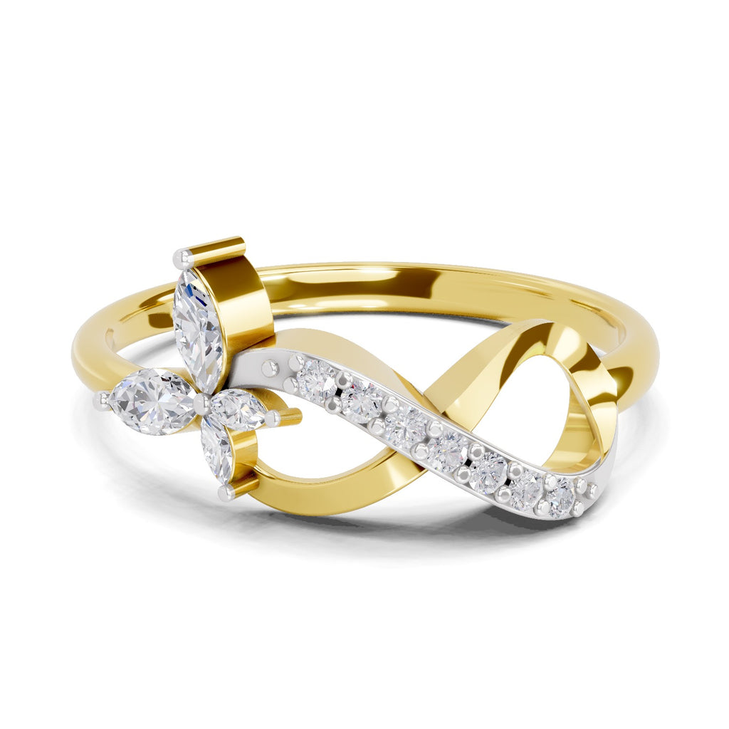 Lab Grown Diamond 0.37CT 925 Sterling Silver Gold Plated Marques Shape Ring
