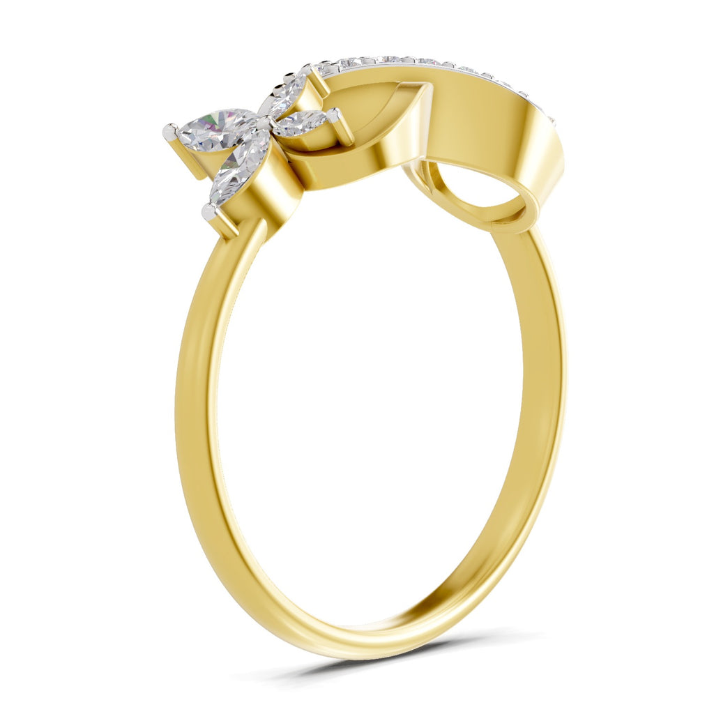 Lab Grown Diamond 0.37CT 925 Sterling Silver Gold Plated Marques Shape Ring
