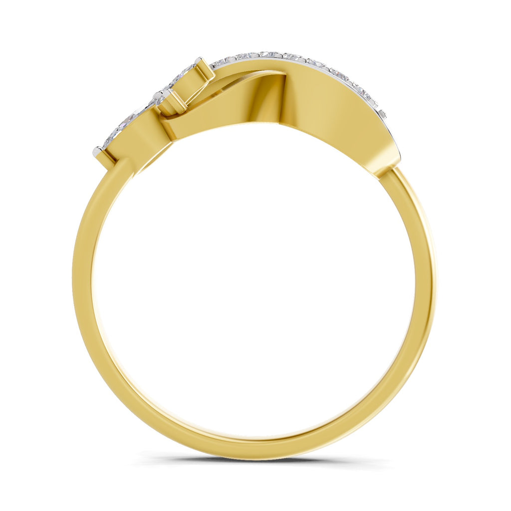 Lab Grown Diamond 0.37CT 925 Sterling Silver Gold Plated Marques Shape Ring
