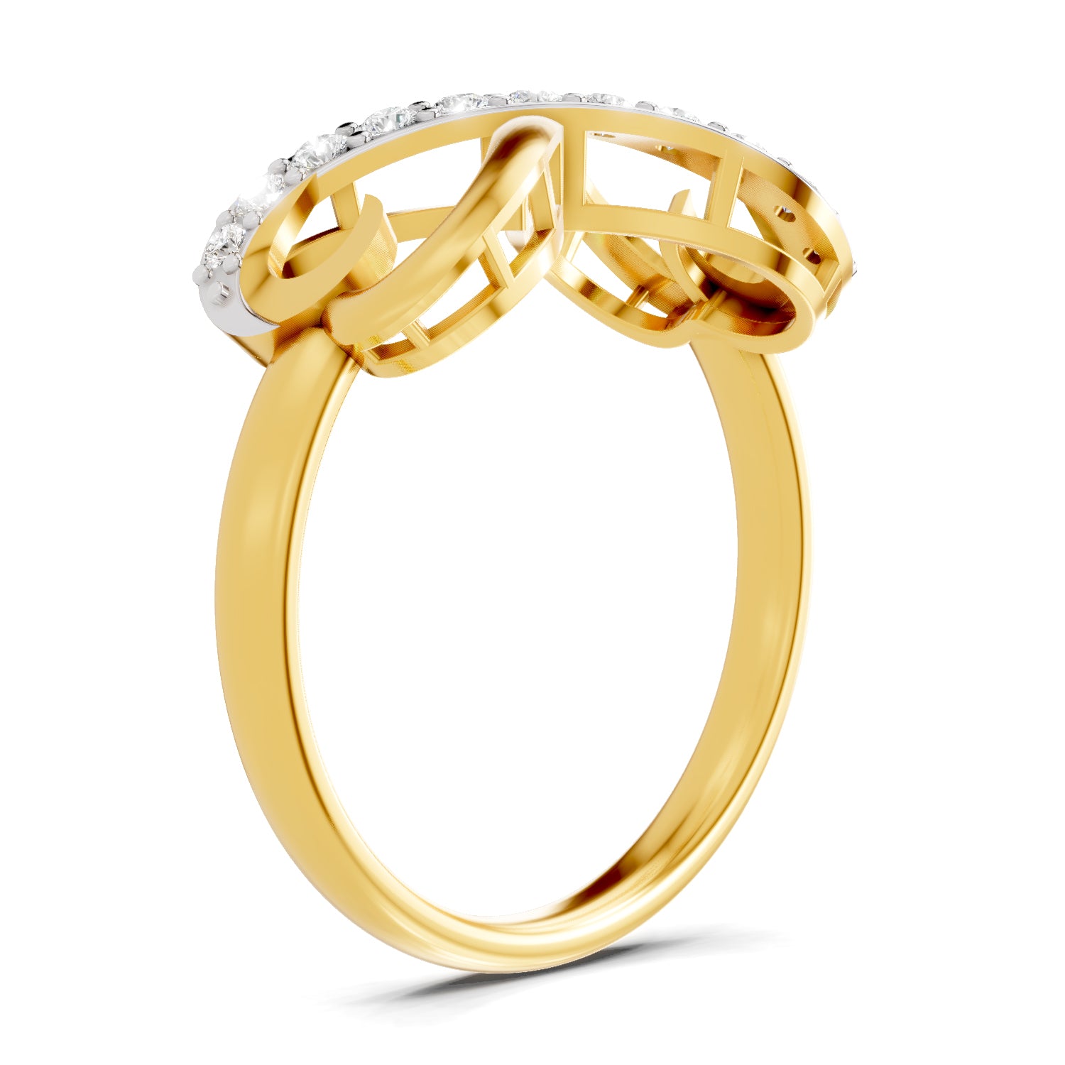 Lab Grown Diamond Ring 0.17 Carat IGI Certified Round Shape 925 Sterling Silver Gold Plated Infinity Ring