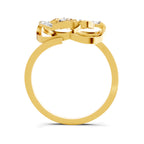 Lab Grown Diamond Ring 0.09 Carat Round Shape 925 Sterling Silver Yellow Gold Plated Lotus Ring