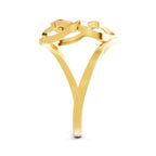 Lab Grown Diamond Ring 0.09 Carat Round Shape 925 Sterling Silver Yellow Gold Plated Lotus Ring