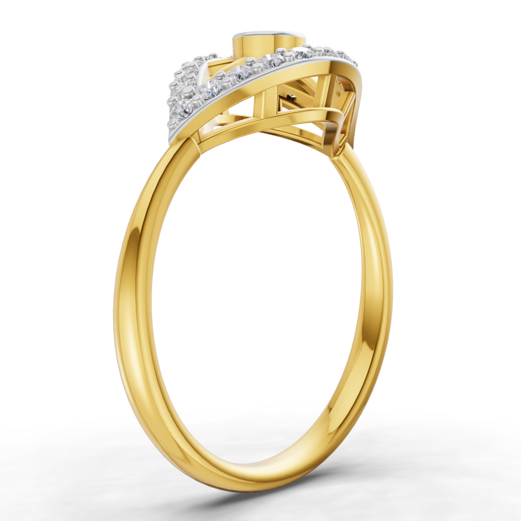 Lab Grown Diamond Ring 0.24 Carat IGI Certified Round Shape 925 Sterling Silver Gold Plated Evil Eye Ring