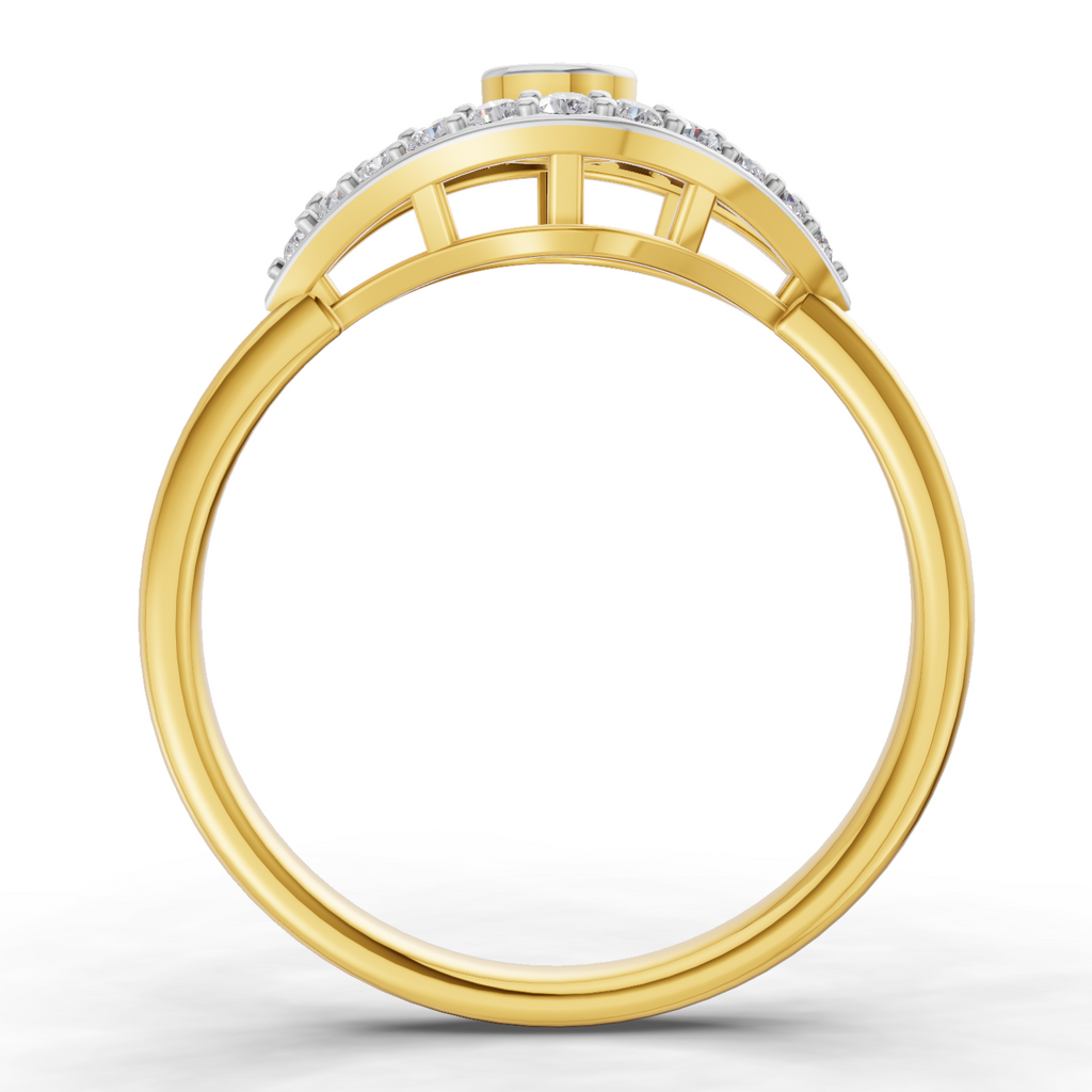 Lab Grown Diamond Ring 0.24 Carat IGI Certified Round Shape 925 Sterling Silver Gold Plated Evil Eye Ring