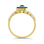 Lab Grown Diamond Ring 0.36 Carat IGI Certified Round Shape 925 Sterling Silver Gold Plated Evil Eye Ring