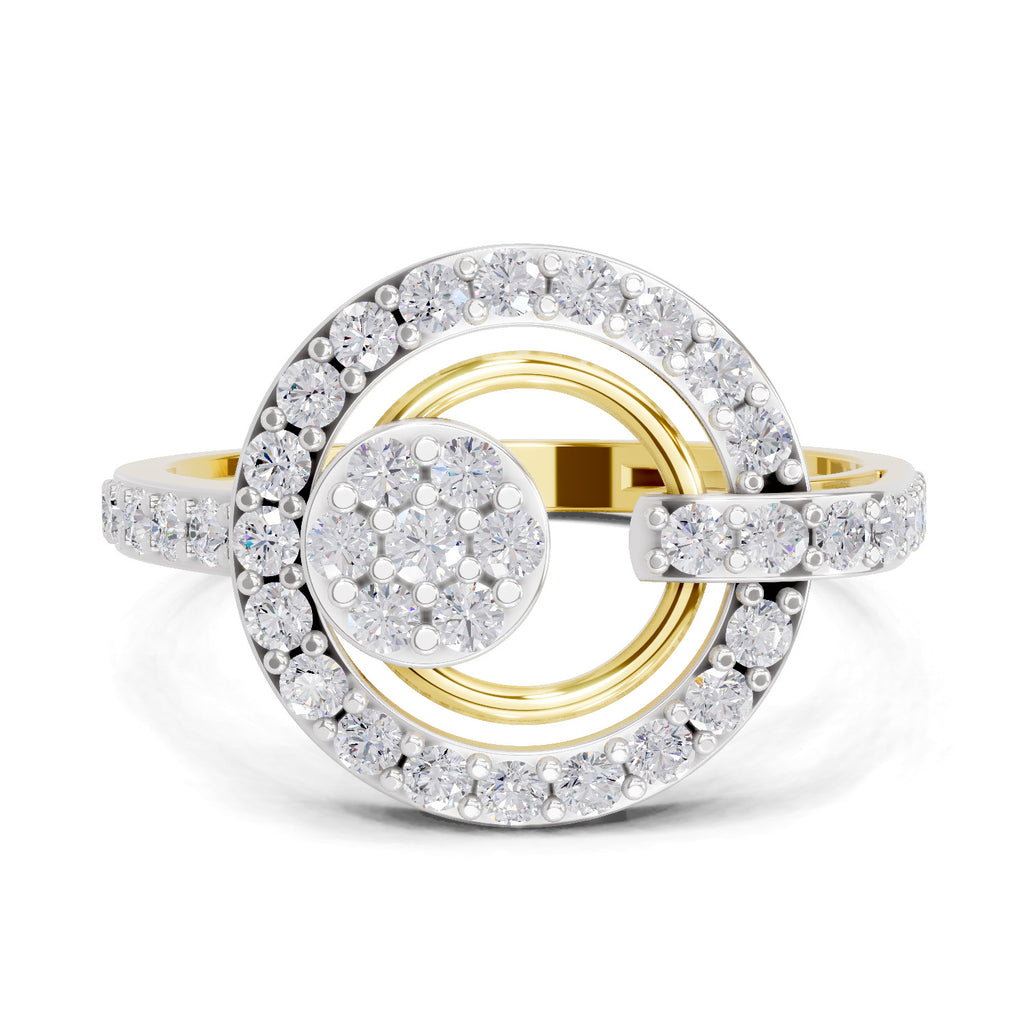 Lab Grown Diamond Ring 0.71 Carat IGI Certified Round Shape 925 Sterling Silver Gold Plated Dream Catcher Ring