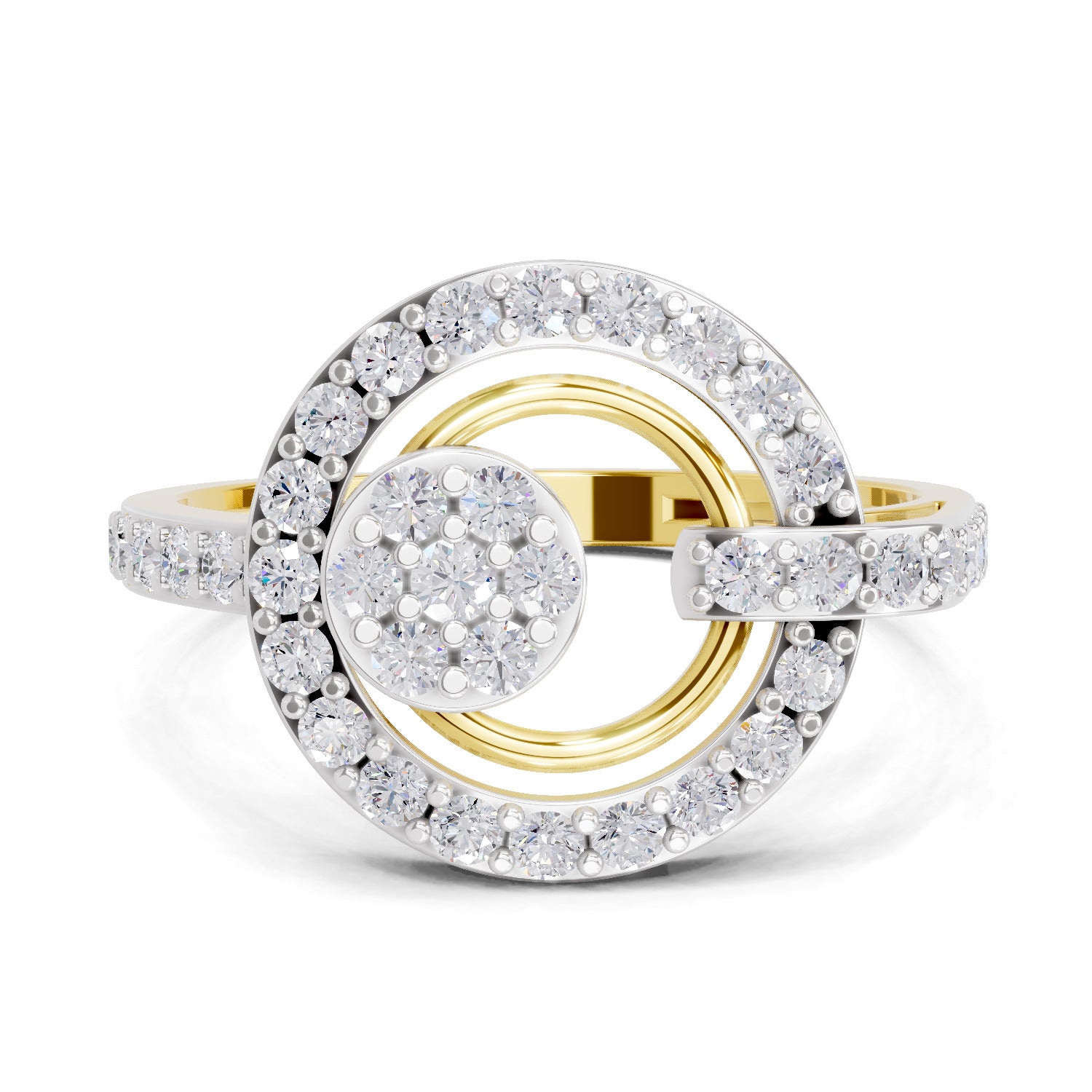 Lab Grown Diamond Ring 0.71 Carat IGI Certified Round Shape 925 Sterling Silver Gold Plated Dream Catcher Ring