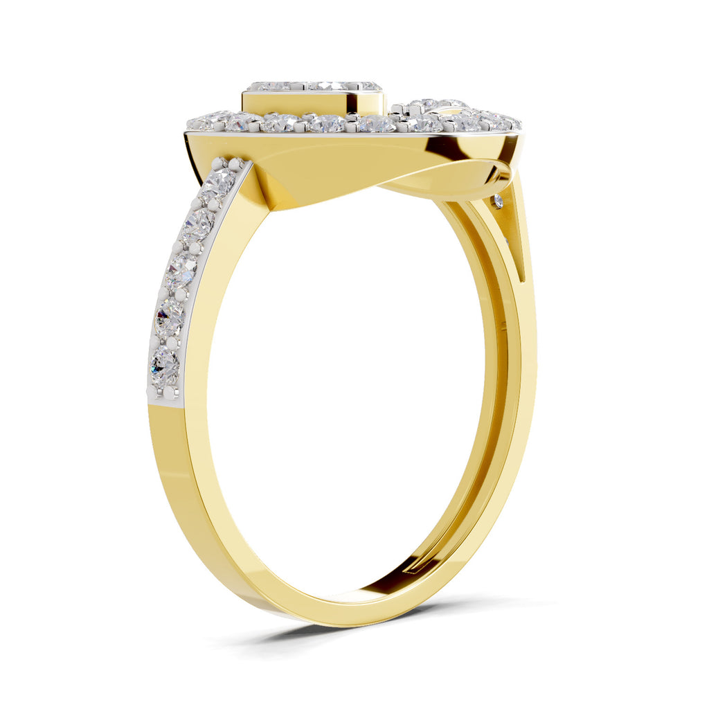 Lab Grown Diamond Ring 0.71 Carat IGI Certified Round Shape 925 Sterling Silver Gold Plated Dream Catcher Ring