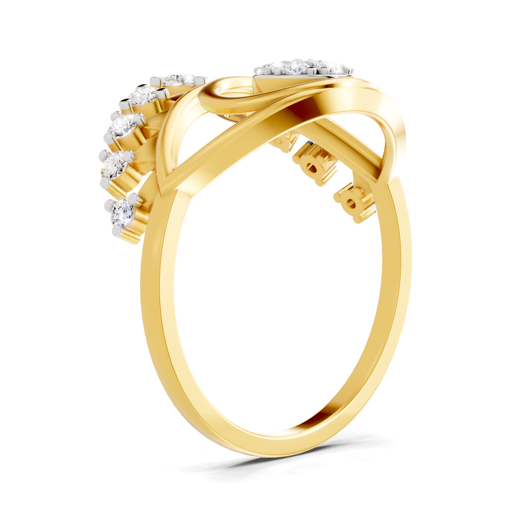 Lab Grown Diamond Ring 0.37 Carat IGI Certified Round Shape 925 Sterling Silver Gold Plated Evil Eye Ring