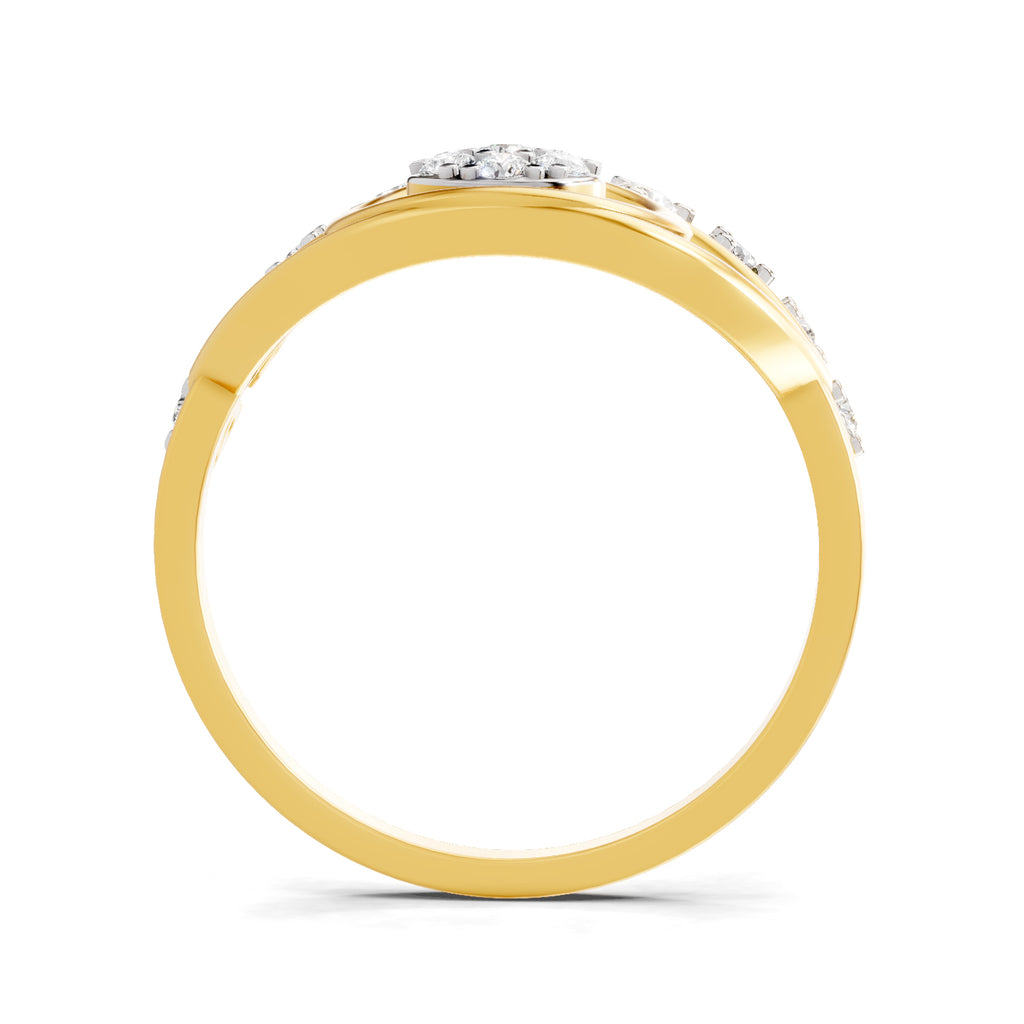 Lab Grown Diamond Ring 0.37 Carat IGI Certified Round Shape 925 Sterling Silver Gold Plated Evil Eye Ring