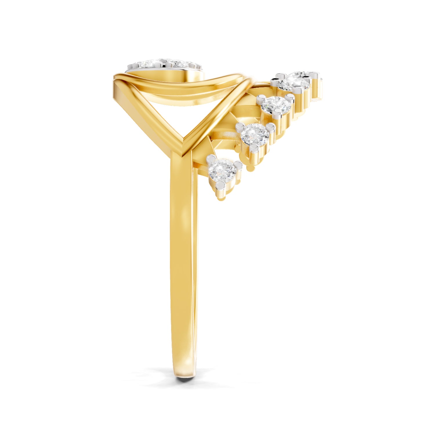 Lab Grown Diamond Ring 0.37 Carat IGI Certified Round Shape 925 Sterling Silver Gold Plated Evil Eye Ring