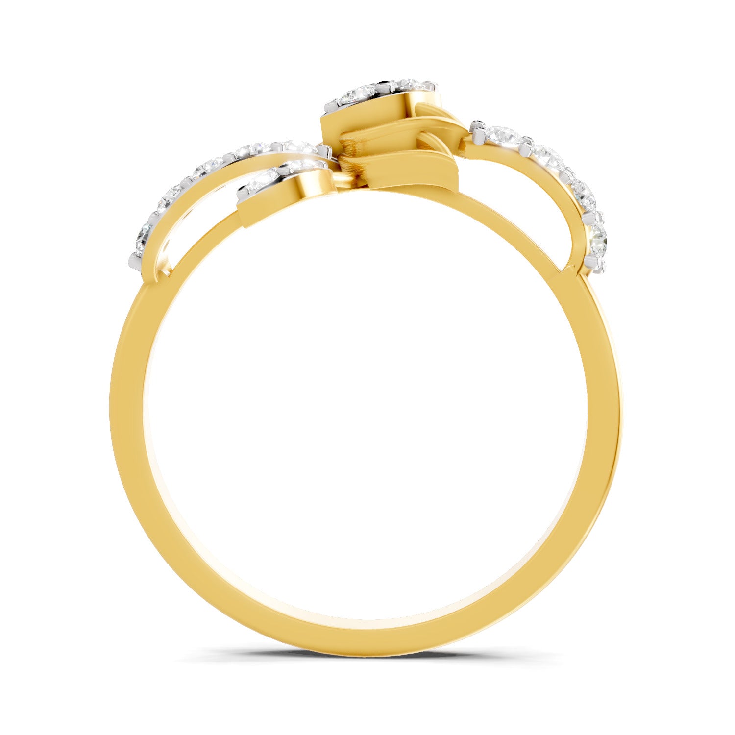Lab Grown Diamond Ring 0.18 Carat IGI Certified Round Shape 925 Sterling Silver Yellow Gold Plated Lotus Ring