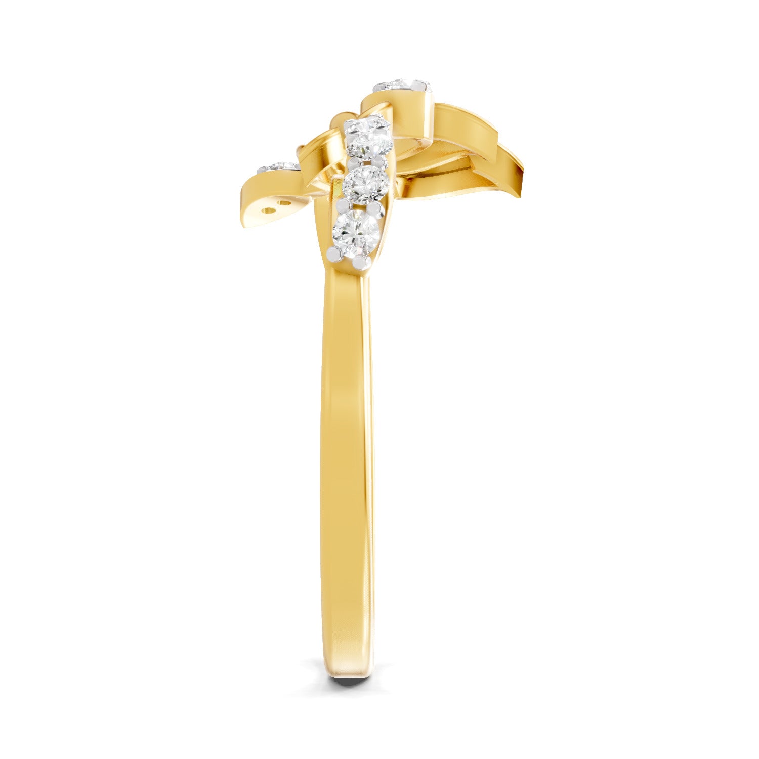 Lab Grown Diamond Ring 0.18 Carat IGI Certified Round Shape 925 Sterling Silver Yellow Gold Plated Lotus Ring
