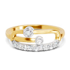 Lab Grown Diamond Ring 0.18 Carat IGI Certified Round Shape 925 Sterling Silver Gold Plated Fashion Ring
