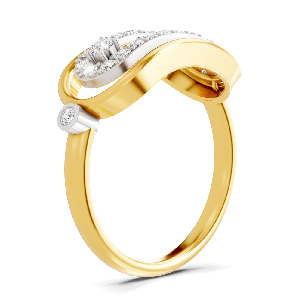 Lab Grown Diamond Ring 0.4 Carat IGI Certified Round Shape 925 Sterling Silver Gold Plated Fashion Ring