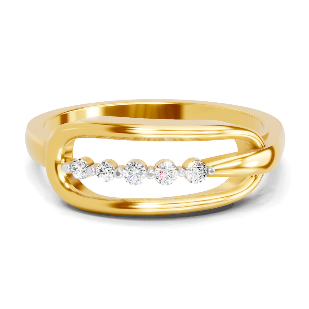 Lab Grown Diamond Ring 0.08 Carat Round Shape 925 Sterling Silver Yellow Gold Plated Ring