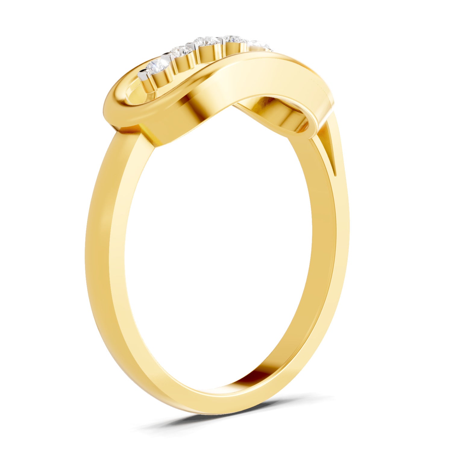 Lab Grown Diamond Ring 0.08 Carat Round Shape 925 Sterling Silver Yellow Gold Plated Ring