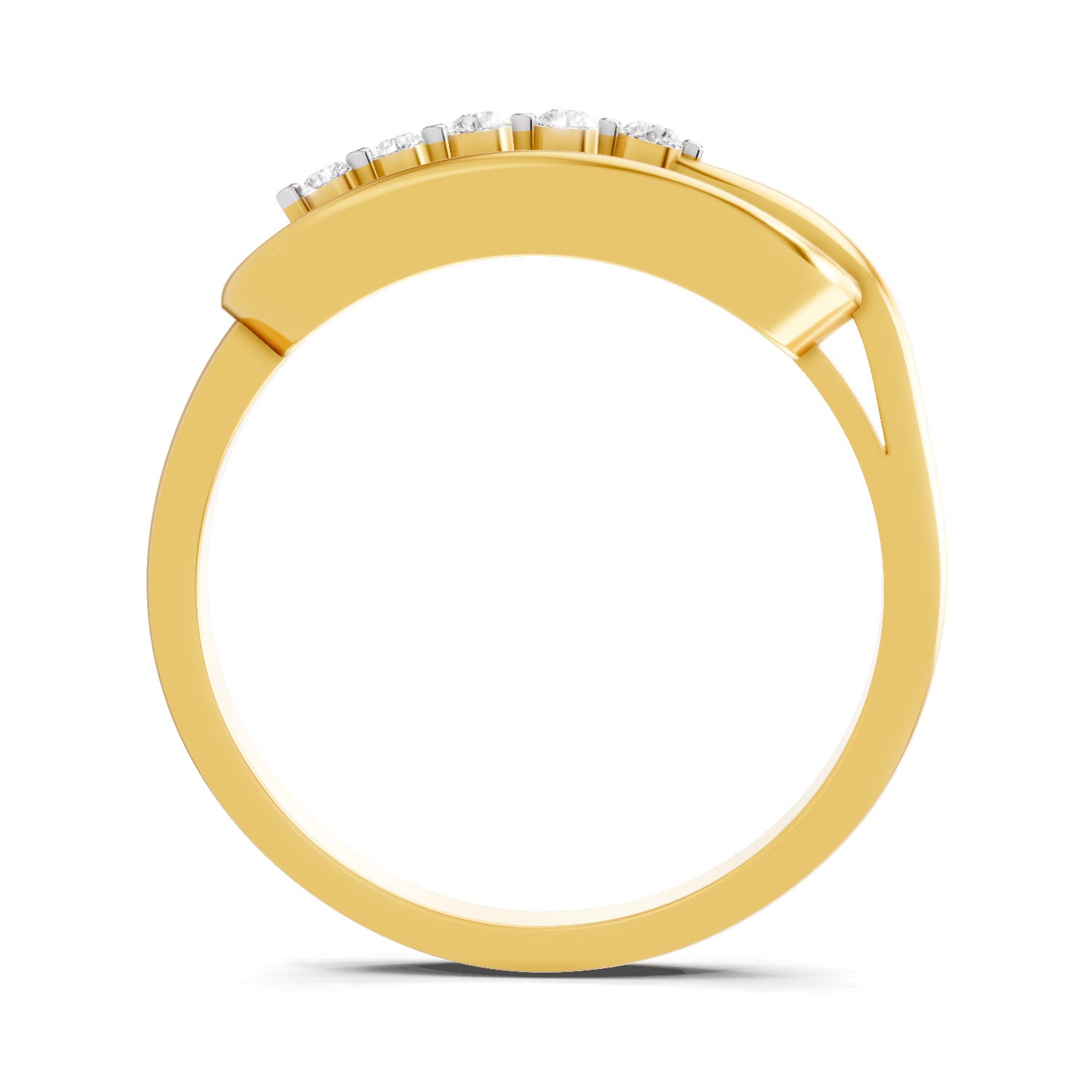 Lab Grown Diamond Ring 0.08 Carat Round Shape 925 Sterling Silver Yellow Gold Plated Ring