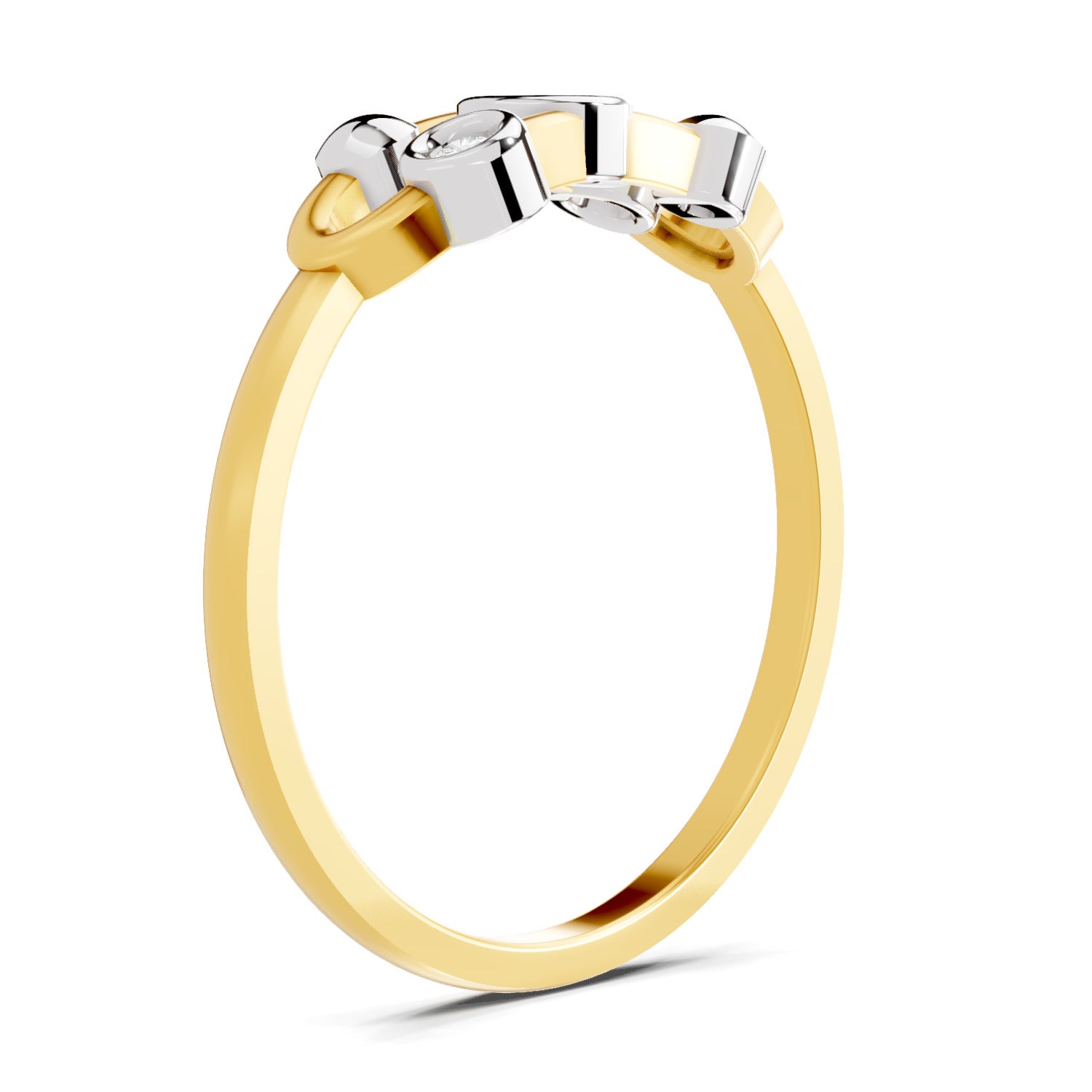 Lab Grown Diamond Ring 0.11 Carat IGI Certified Round Shape 925 Sterling Silver Yellow Gold Plated 3 Stone Ring