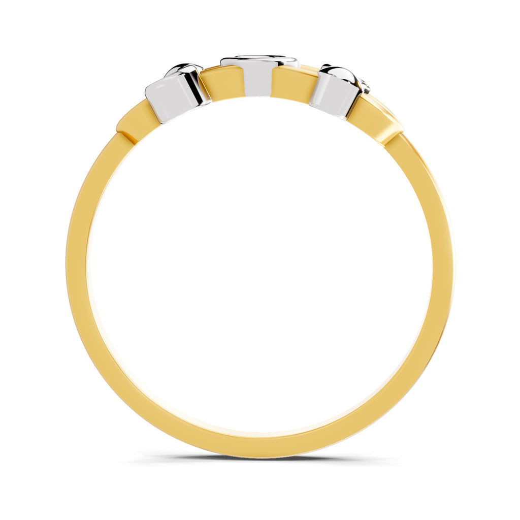 Lab Grown Diamond Ring 0.11 Carat IGI Certified Round Shape 925 Sterling Silver Yellow Gold Plated 3 Stone Ring