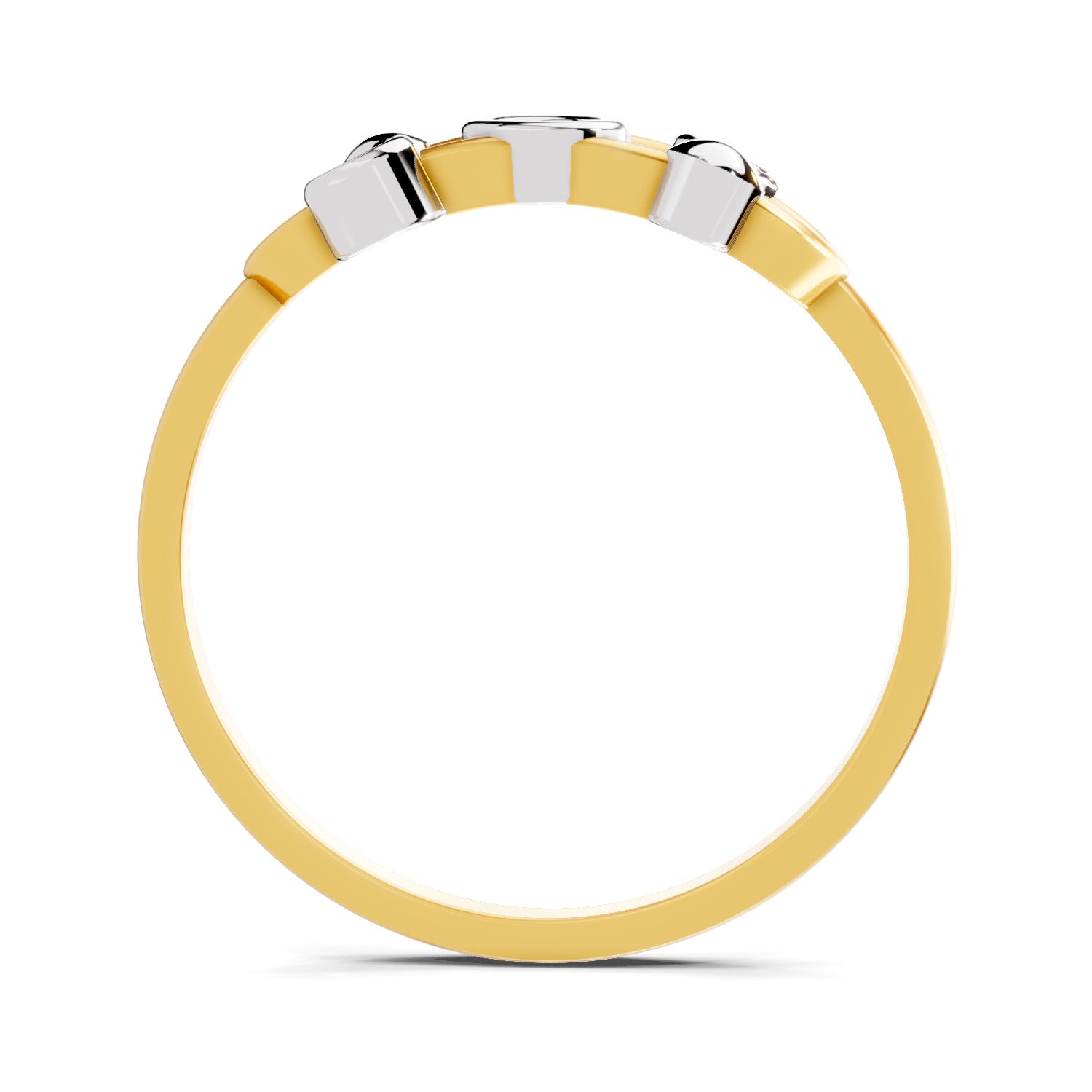 Lab Grown Diamond Ring 0.11 Carat IGI Certified Round Shape 925 Sterling Silver Yellow Gold Plated 3 Stone Ring