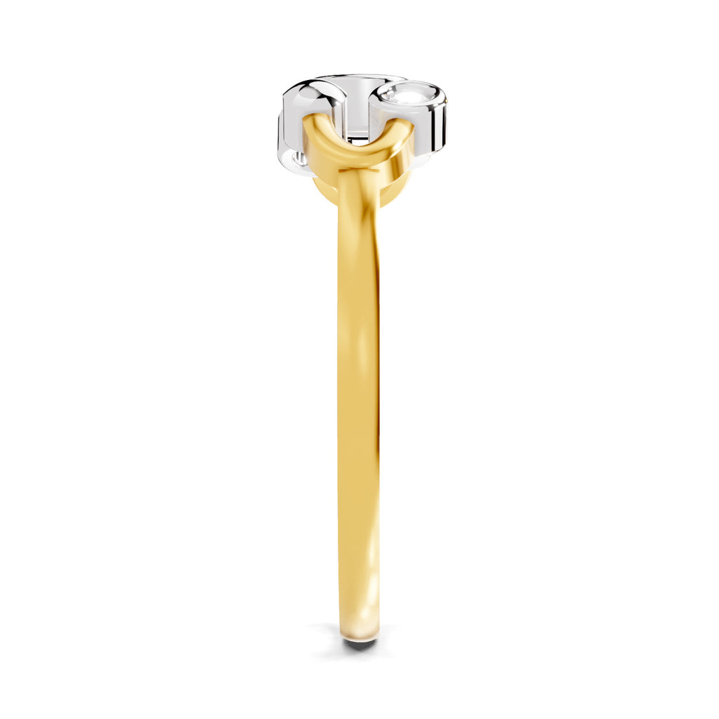 Lab Grown Diamond Ring 0.11 Carat IGI Certified Round Shape 925 Sterling Silver Yellow Gold Plated 3 Stone Ring
