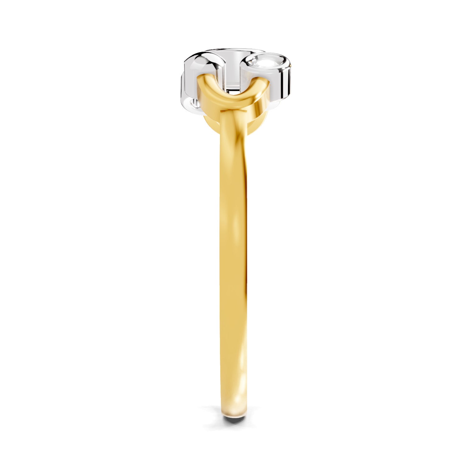 Lab Grown Diamond Ring 0.11 Carat IGI Certified Round Shape 925 Sterling Silver Yellow Gold Plated 3 Stone Ring