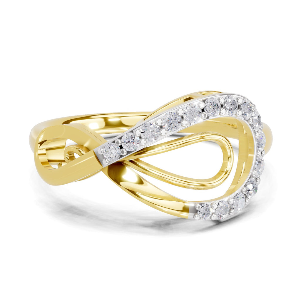 Lab Grown Diamond Ring 0.24 Carat IGI Certified Round Shape 925 Sterling Silver Yellow Gold Plated Infinity Ring
