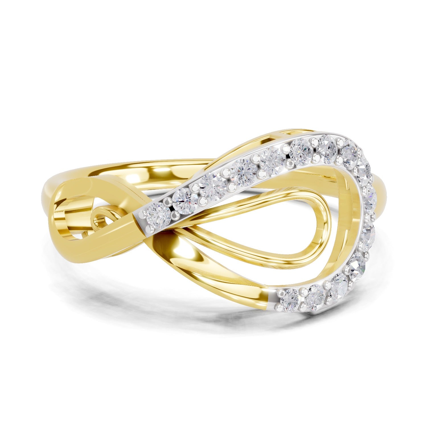 Lab Grown Diamond Ring 0.24 Carat IGI Certified Round Shape 925 Sterling Silver Yellow Gold Plated Infinity Ring